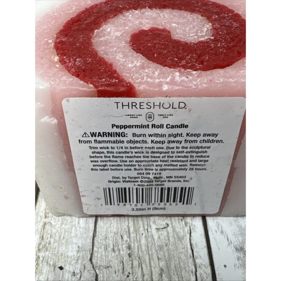 2Threshold Candle Figural Christmas Peppermint Candy Rolls Winter Glitter Dusted - Picture 12 of 12